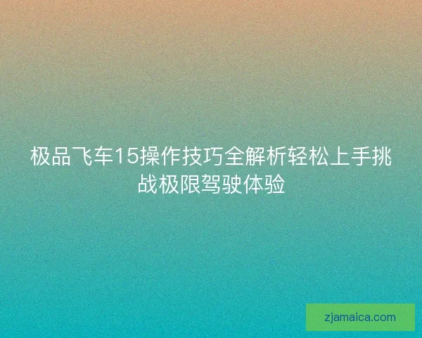 极品飞车15操作技巧全解析轻松上手挑战极限驾驶体验
