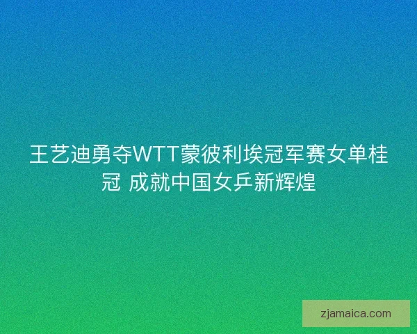 王艺迪勇夺WTT蒙彼利埃冠军赛女单桂冠 成就中国女乒新辉煌